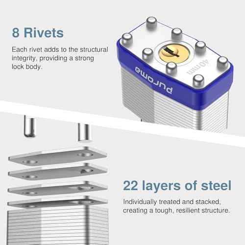 Puroma Lock 6 Pack Padlocks, 2¡± Long Shackle Heavy-Duty Locks with 2 Keys, 40mm Hardened Steel Keyed Alike Padlocks for Sheds, Gates, Fences, Toolbox, Outdoor and Indoor Use£¨Silver£©