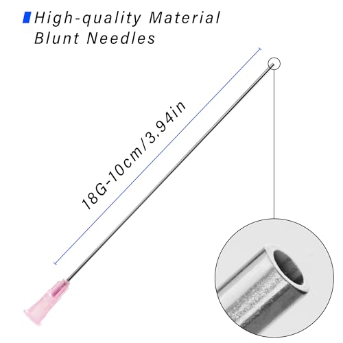 10ml Glue Applicator Syringes with 18G 4 Inch Blunt Tip Injector Long Needles and Cap for Dispenser Liquids, Ink, Oil, Epoxy, Wood Glue