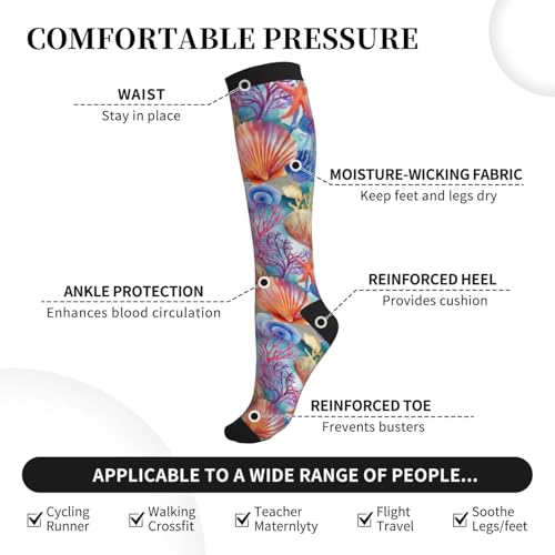 Compression Socks - Camo Print Knee High Support Socks - One Size Sea