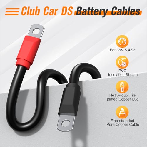 Heavy Duty Battery Cable Kit for Club Car Golf Carts, 7pcs 36-48V Copper Wiring Set