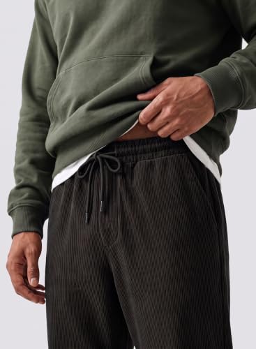 Men's Corduroy Fleece-Lined Baggy Sweatpants - Black, Medium
