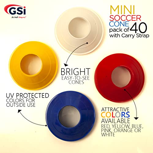 Mini Soccer Training Cones - 40 Pack with Bounce-Back Design