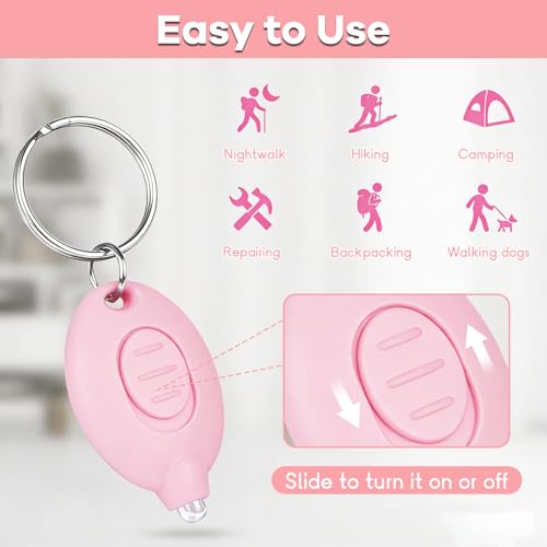 7 Pcs Mini LED Keychain Flashlights - Ultra Bright Light Pink