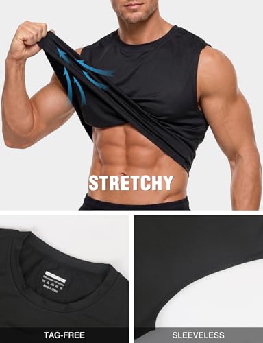 Men's Sleeveless Workout Tank Top - Quick Dry, Large, Black