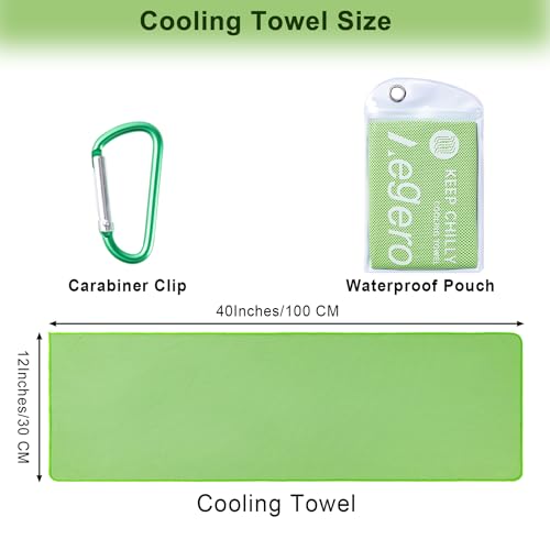 Cooling Towel 4-Pack - 40"x12" Neck Wraps, Soft & Breathable - Light Blue/Green/Deep Blue/Grey