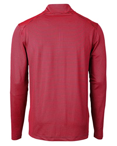 Cutter & Buck Men's Virtue Eco Quarter Zip Sweater Large Red/Navy Blue