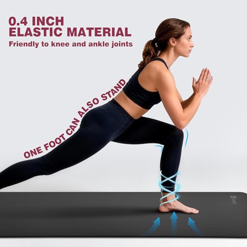 Extra Thick NBR Yoga Mat - Non-Slip, Cushioned, 72"x24"x10mm - Black