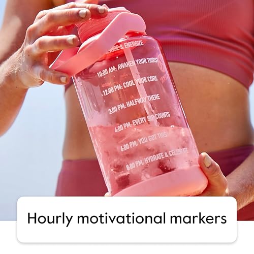 Takeya Motivational 64 oz Water Bottle with Straw Lid, Cloud White, BPA Free