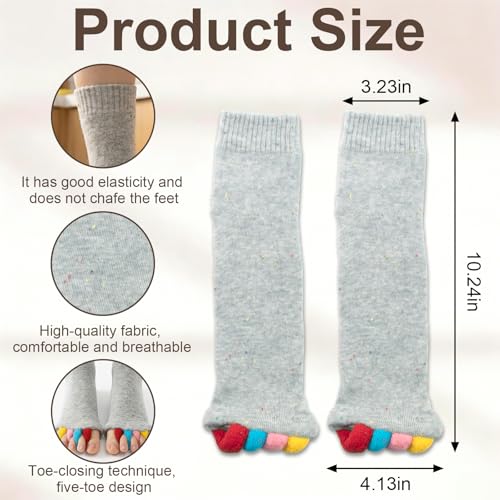 Foot Alignment Socks with Toe Separators for Yoga - Grey