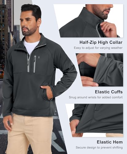 Little Donkey Andy Men's Grey Large Windbreaker Golf Pullover Quarter Zip Jacket