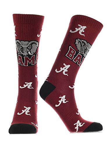 Calf Length Game Day Socks - Large - Crimson/Black/White