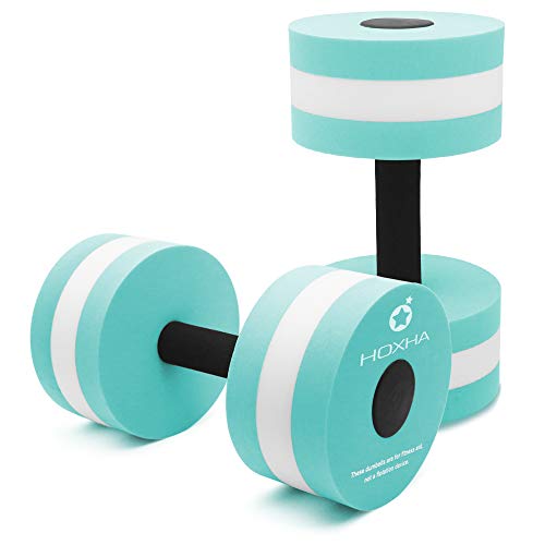 Aquatic Exercise Dumbbells - 2 Pcs EVA Foam Pool Weights - Cyan