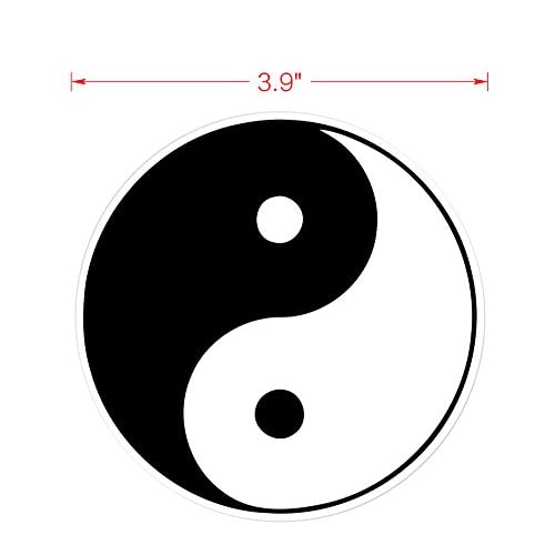 dealzEpic - Round Yin and Yang Symbol Sign - Self Adhesive Peel and Stick Vinyl Decal/Bumper Sticker - 3.94 inches in Diameter | Pack of 4 Pcs