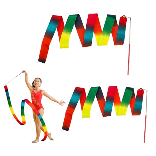 2 Pack Rainbow Gymnastics Ribbons - 78.7” Dance Streamers