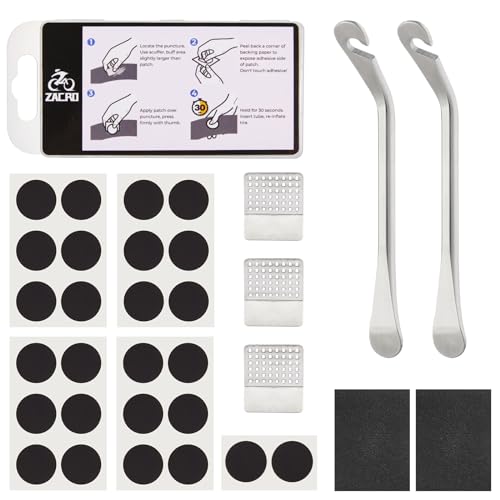 90-Piece Bike Tire Repair Kit with Stainless Steel Levers - Black