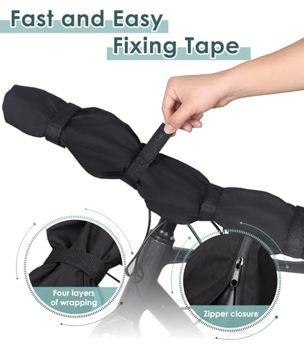 2 Pcs Waterproof Handlebar Cover for E-Bike Transport Protection - Black, 35.8x9 Inches - CBHCARCAR CBT-003