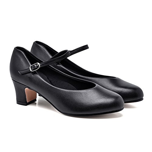 Stelle 2-Inch Black Ankle Strap Character Shoes for Women - Size 7
