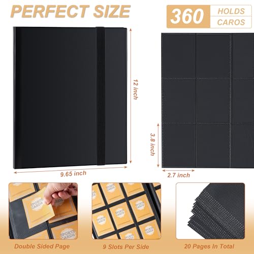 9 Pocket Card Binder for 360 Collectible Cards - Black Storage Album
