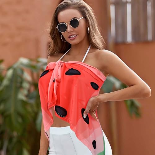 Athjunss Watermelon Swim Cover Up One Size Sarong Beach Wrap - Women’s Bikini Skirt