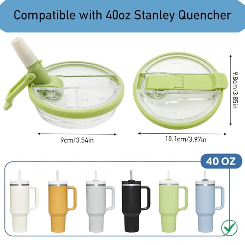 40 oz Flip Straw Pro Lid - 2 Pack Light Green Replacement for Stanley Quencher