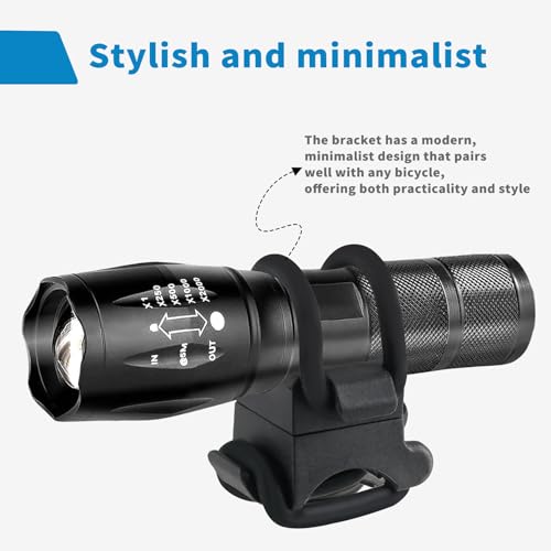 Universal Flashlight Bike Mount - Black, Fits 10-35mm Diameter