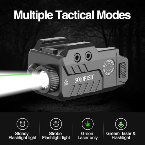 Solofish Green Laser Light Combo with Pistol Strobe & Momentary Railed Gun