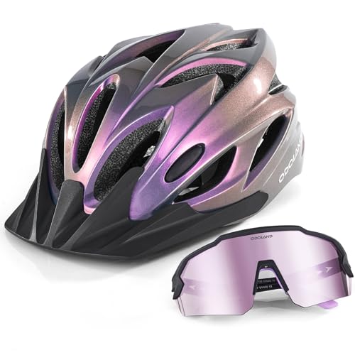 Adult Bike Helmet with UV Protection Sunglasses Set - A1-Lilac