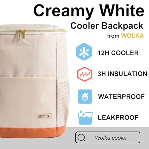 Creamy White Insulated Cooler Backpack - Leakproof Soft Cooler for Travel & Outdoor Activities