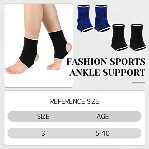Haysandy Kids Ankle Braces 4 Pcs 5-10 Years Black & Dark Blue