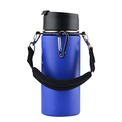 Neoprene Water Bottle Handle Strap with Carabiner - Black