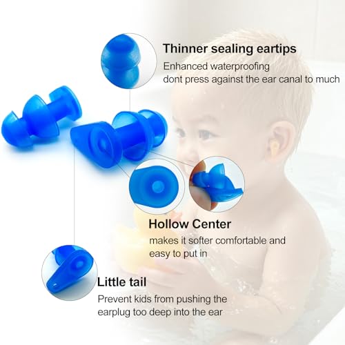 Kids Waterproof Swimming Earplugs - 6 Sets with Cases