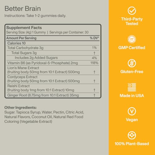 FOCL Lion's Mane Mushroom Gummies 30-count Pack of 30 – Brain & Immunity Support