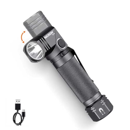 1300 Lumens Rechargeable Magnetic Flashlight, 6 Modes LED 90 Degree Flashlight Twist IP65 Waterproof High Bright EDC Pocket Torch, Tactical Flashlight for Camping, Emergency, Repair, Outdoor