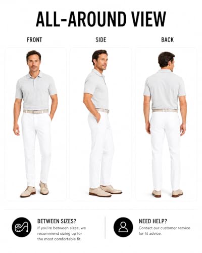 SNOWTEN Men's Stretch Water-Resistant Dress Pants 30W x 30L White Pro