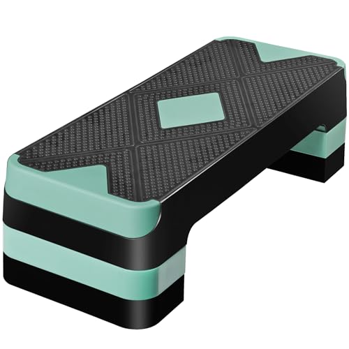 Aerobic Exercise Step Platform with Adjustable Risers - Green