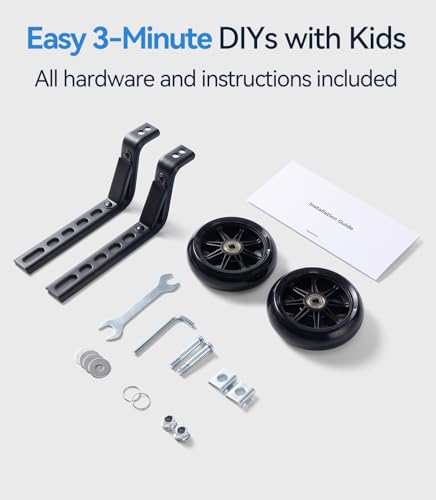 Bike Training Wheels for Kids - Durable & Easy Install - Black
