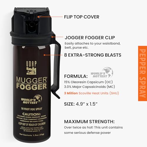 Pepper Power Self Defense Pepper Spray Fogger Black - Compact & Powerful