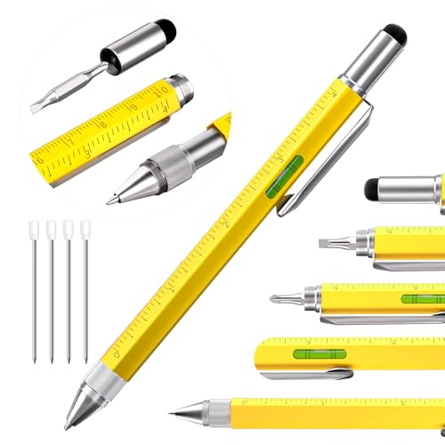6-in-1 Multi Tool Pen with Stylus, Screwdriver & Level - Yellow