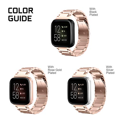 FINTIE Rose Gold Metal Watch Band Compatible with Fitbit Versa 2, Versa 1 & Lite Edition