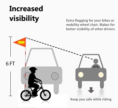 Bike Flag with Pole, safety Reflective Strip