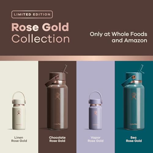 Hydro Flask 32 Oz Wide Mouth Water Bottle Vapor Rose Gold with Flex Straw Cap