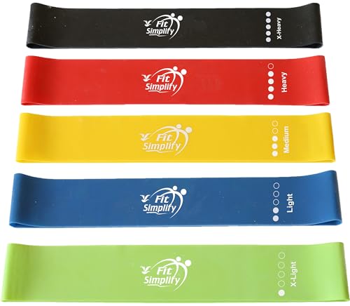 Resistance Loop Exercise Bands Set of 5 with Carry Bag & Guide