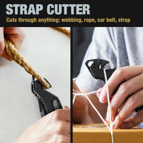Compact Serrated Pocket Knife with Glass Breaker & Seat Belt Cutter