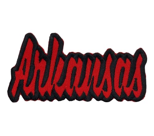 Iron-On Team Mascot Patch - 4" x 2" Red Twill/Black Outline