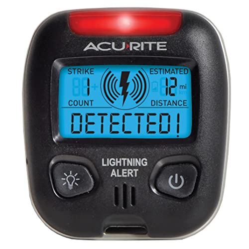 Portable Lightning Detector - Detects Storms Within 25 Miles - Black