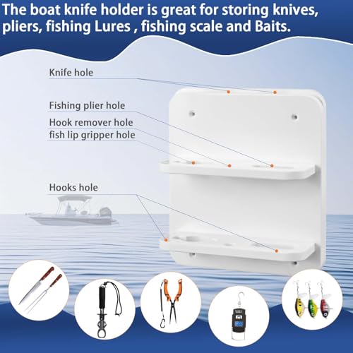 Boat Knife and Plier Holder with Marine Storage Organizer - Close Knife Rest