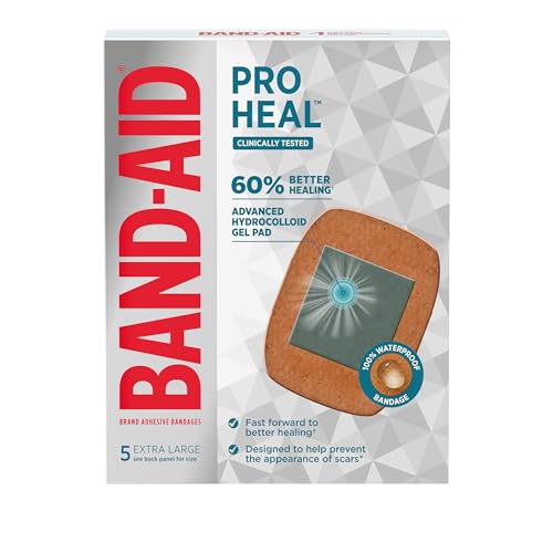 Band-Aid Pro Heal Extra Large Waterproof Adhesive Bandages, 5 Count (Pack of 2)