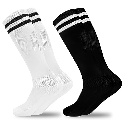 Kids Knee High Soccer Socks - Breathable Sports Tube Socks, 3-6 Years, 2 Pairs