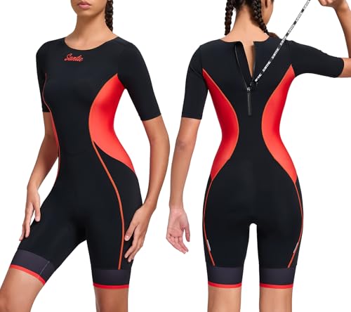 Women's Triathlon Suit - Short Sleeve Padded Quick-Dry Trisuit