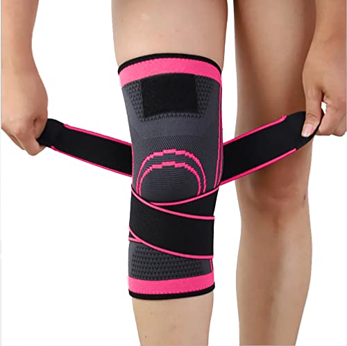 Knee Compression Sleeve with Straps for Men & Women - Small Pink